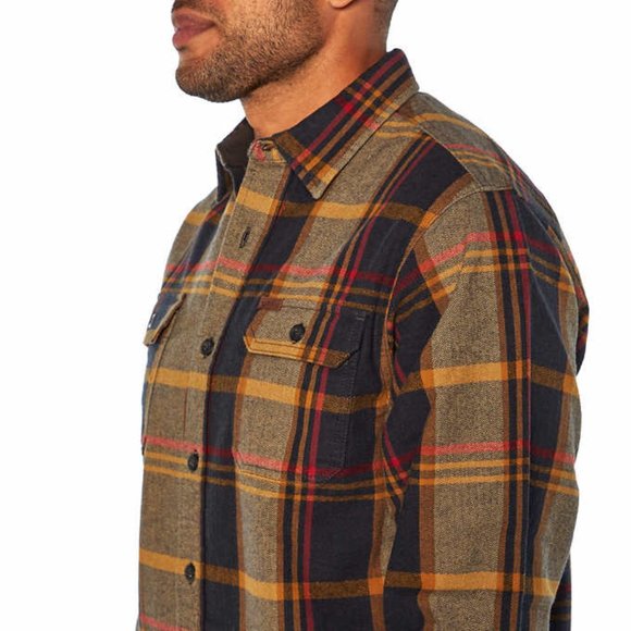 Orvis Men’s Brown Flannel Shirt Cotton Collar and Cuff Lining Warm Heavyweight - Picture 2 of 5
